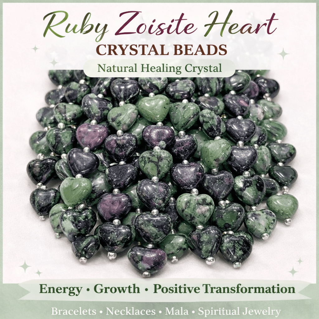 Ruby Zoisite Heart Crystal Beads Line - GOOD HABITSS