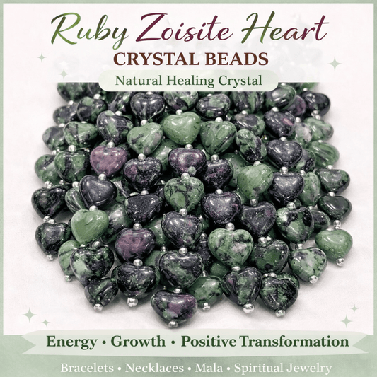 Ruby Zoisite Heart Crystal Beads Line - GOOD HABITSS