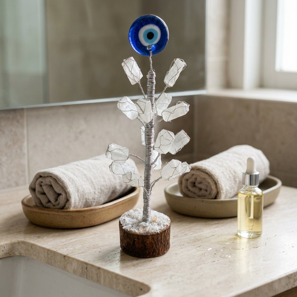 Selenite Evil Eye Protection Tree - GOOD HABITSS