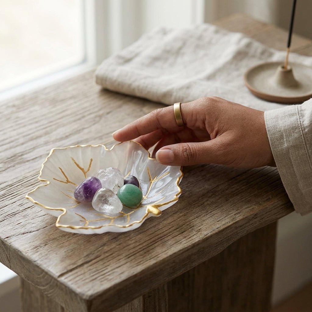 Selenite Flower Tray - GOOD HABITSS