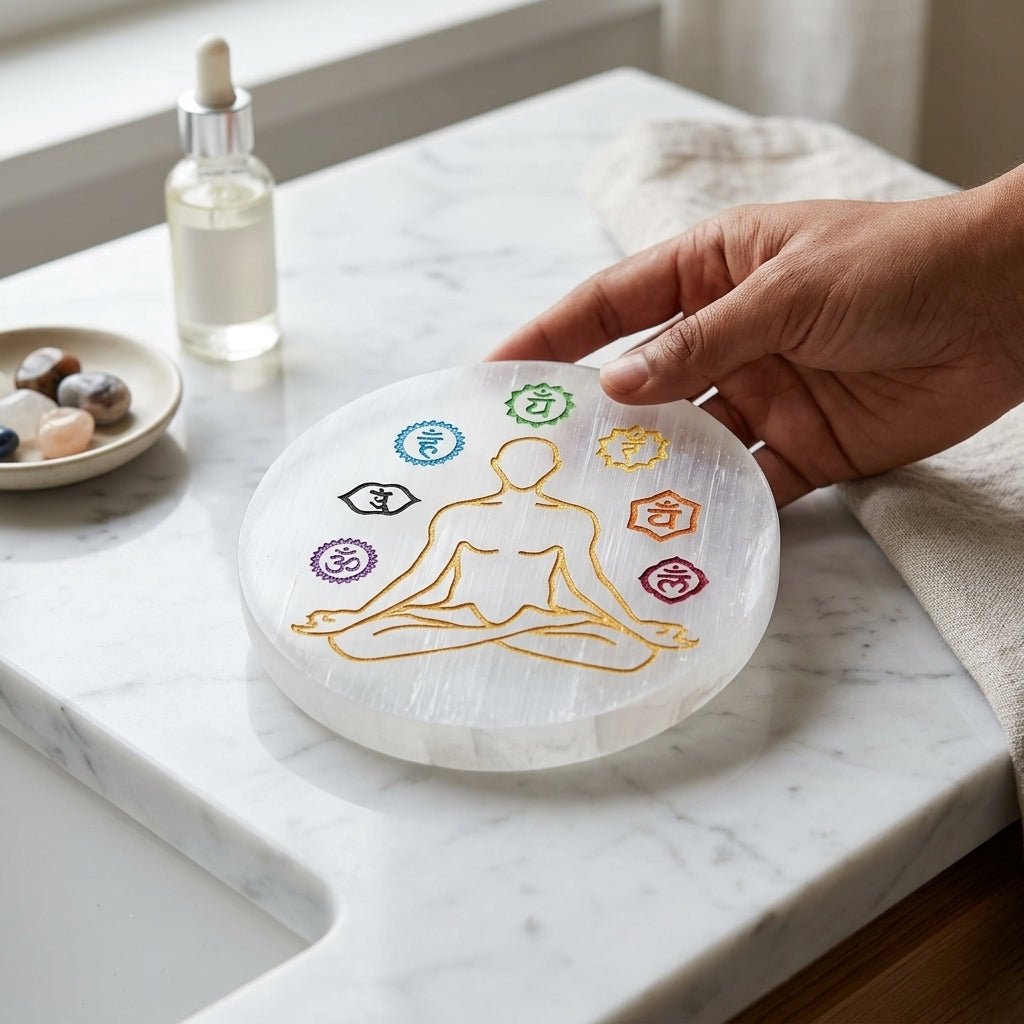Selenite Om Charging Plate - GOOD HABITSS