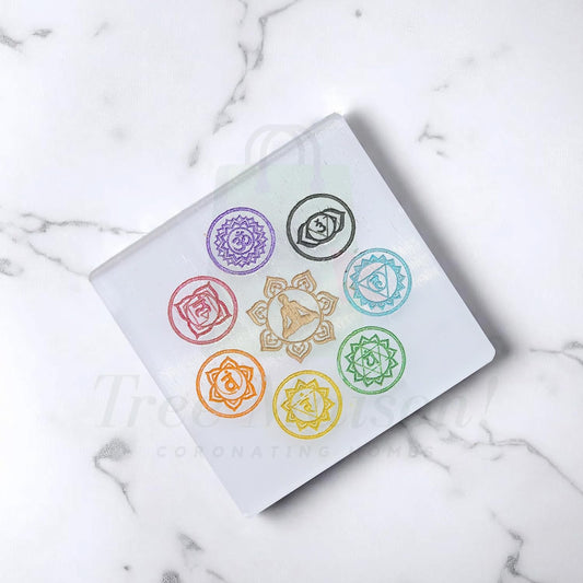 Selenite Seven Chakra Crystal Charging Plate - GOOD HABITSS