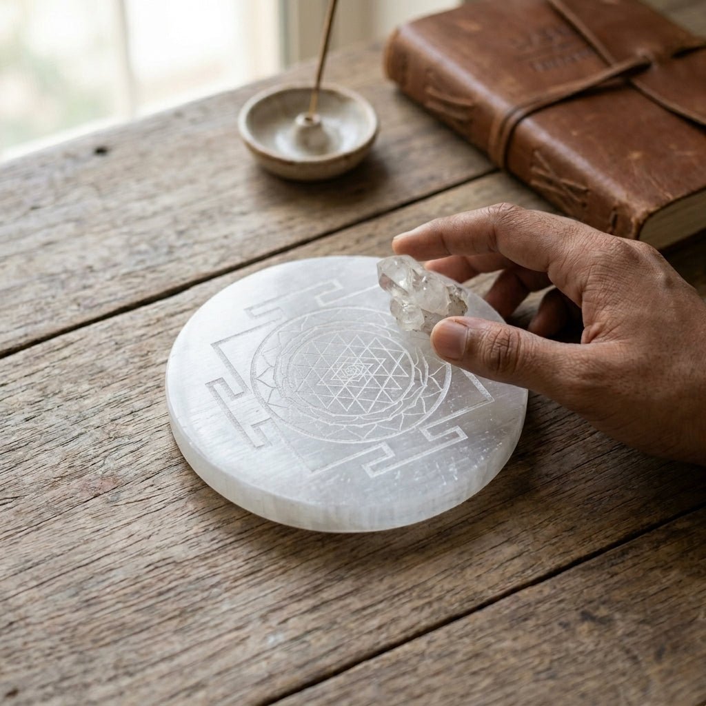 Selenite Shree Yantra Charging Plate - GOOD HABITSS