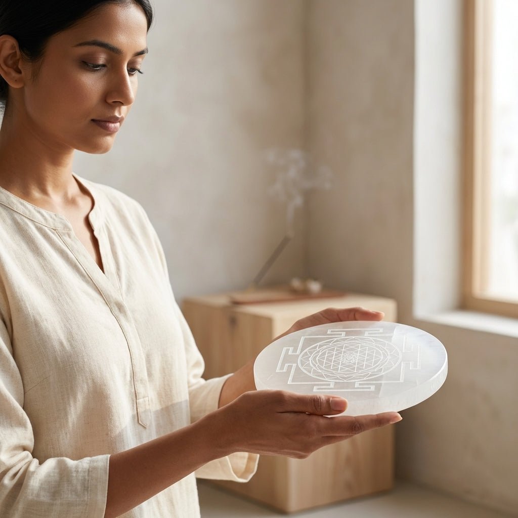 Selenite Shree Yantra Charging Plate - GOOD HABITSS