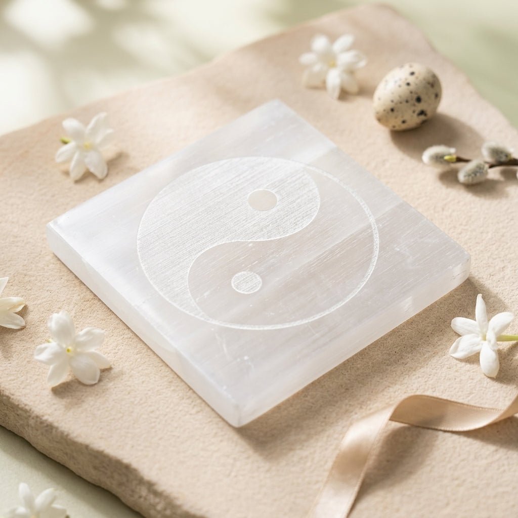 Selenite Yin Yang Charging Plate - GOOD HABITSS