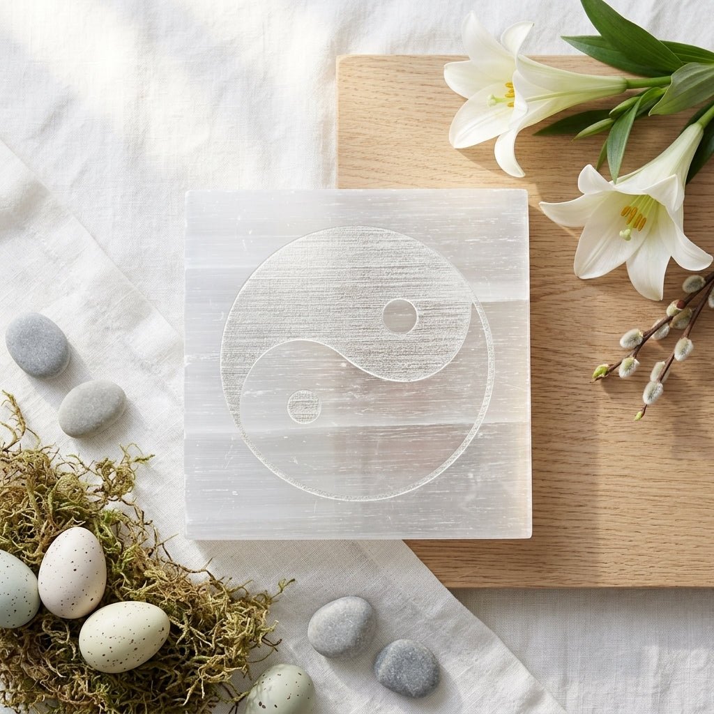 Selenite Yin Yang Charging Plate - GOOD HABITSS