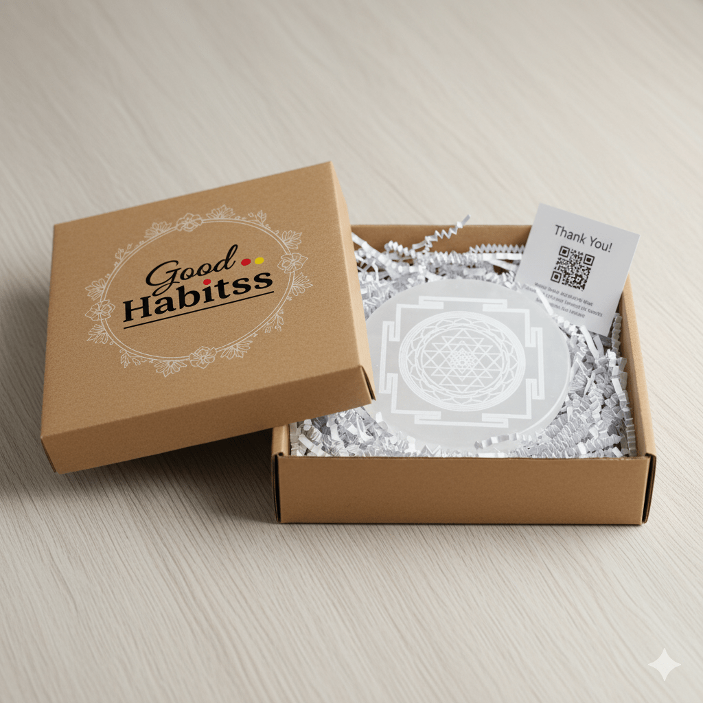 Shree Yantra on Selenite Charging Plate - GOOD HABITSS