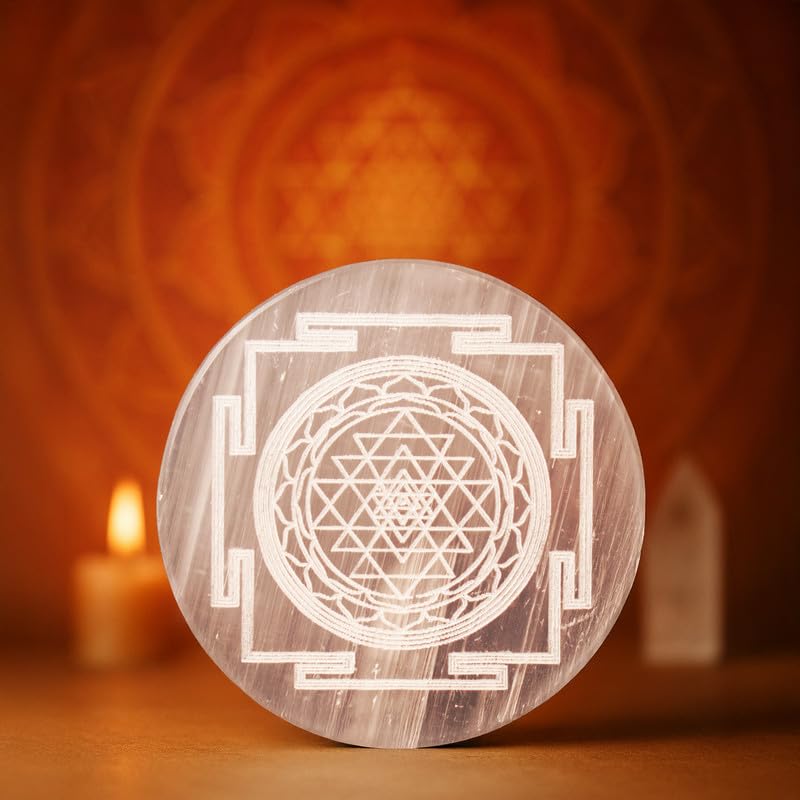 Shree Yantra on Selenite Charging Plate - GOOD HABITSS