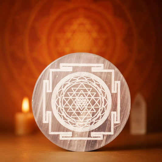 Shree Yantra on Selenite Charging Plate - GOOD HABITSS