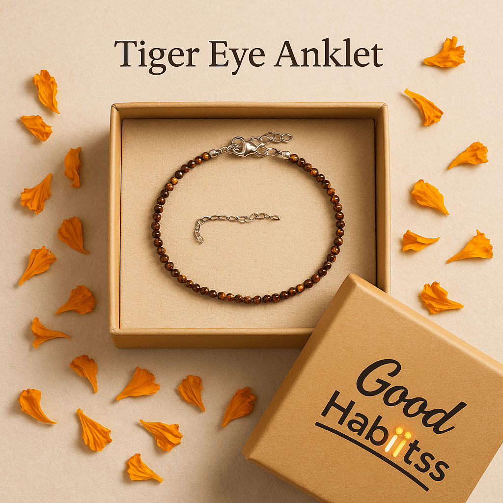 Tiger Eye Anklet - GOOD HABITSS