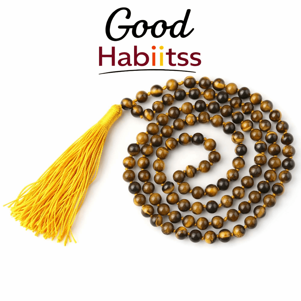 Tiger Eye Mala Necklace 108 Mala Beads, 108 Prayer Beads, Buddhist Meditation Mala - GOOD HABITSS